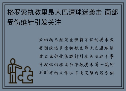 格罗索执教里昂大巴遭球迷袭击 面部受伤缝针引发关注 格罗索执教里昂大巴遭球迷袭击 面部受伤缝针引发关注